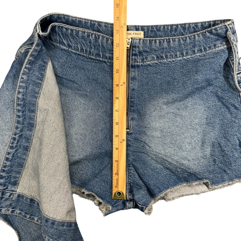 We The Free Emmy Denim Skort 12 Blue Wrap Front Raw Hem OB1480861 Western Boho - Picture 9 of 13